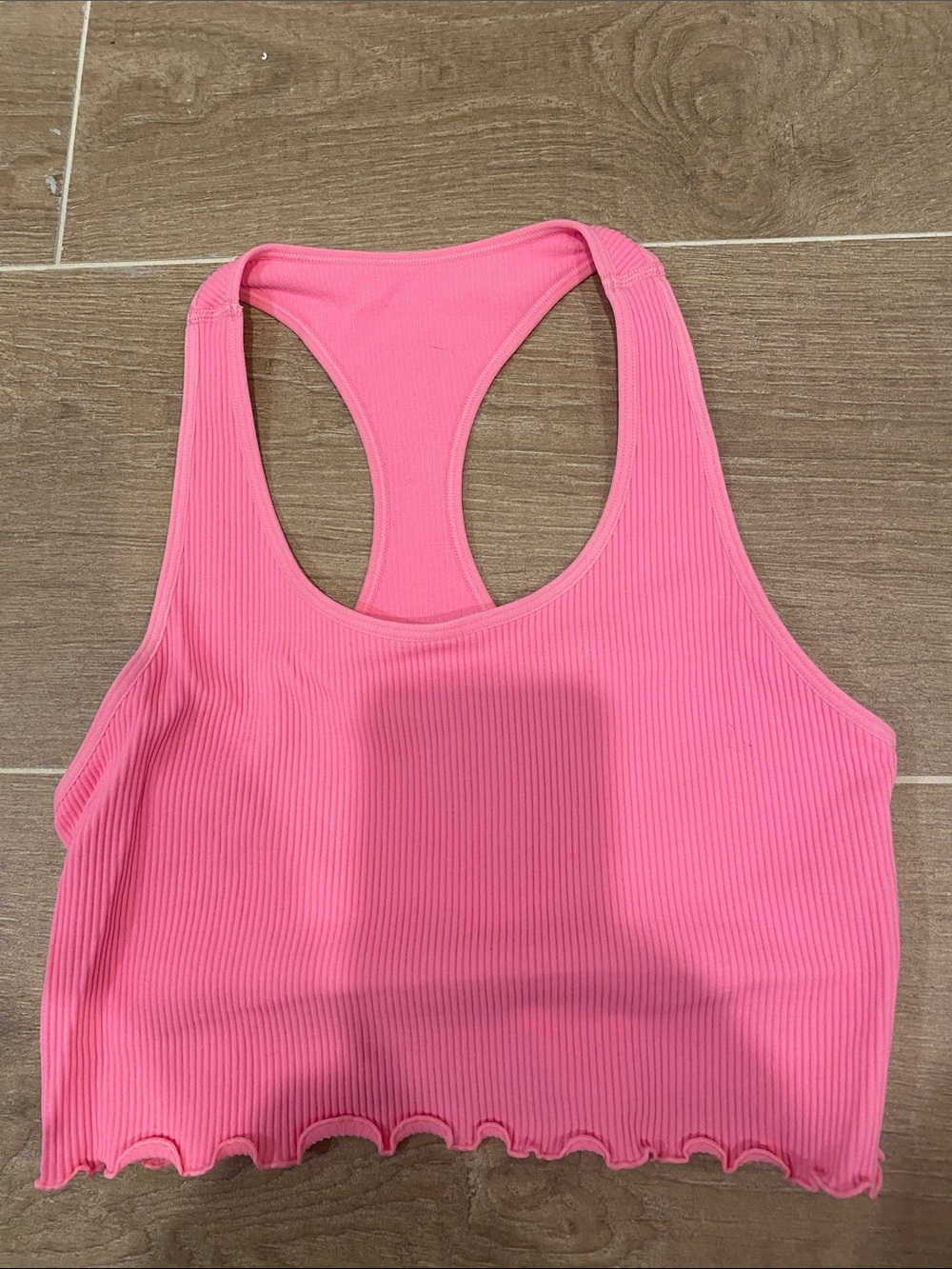 PINK Victoria's Secret Ribbed Racerback Crop Top in Bright Pink